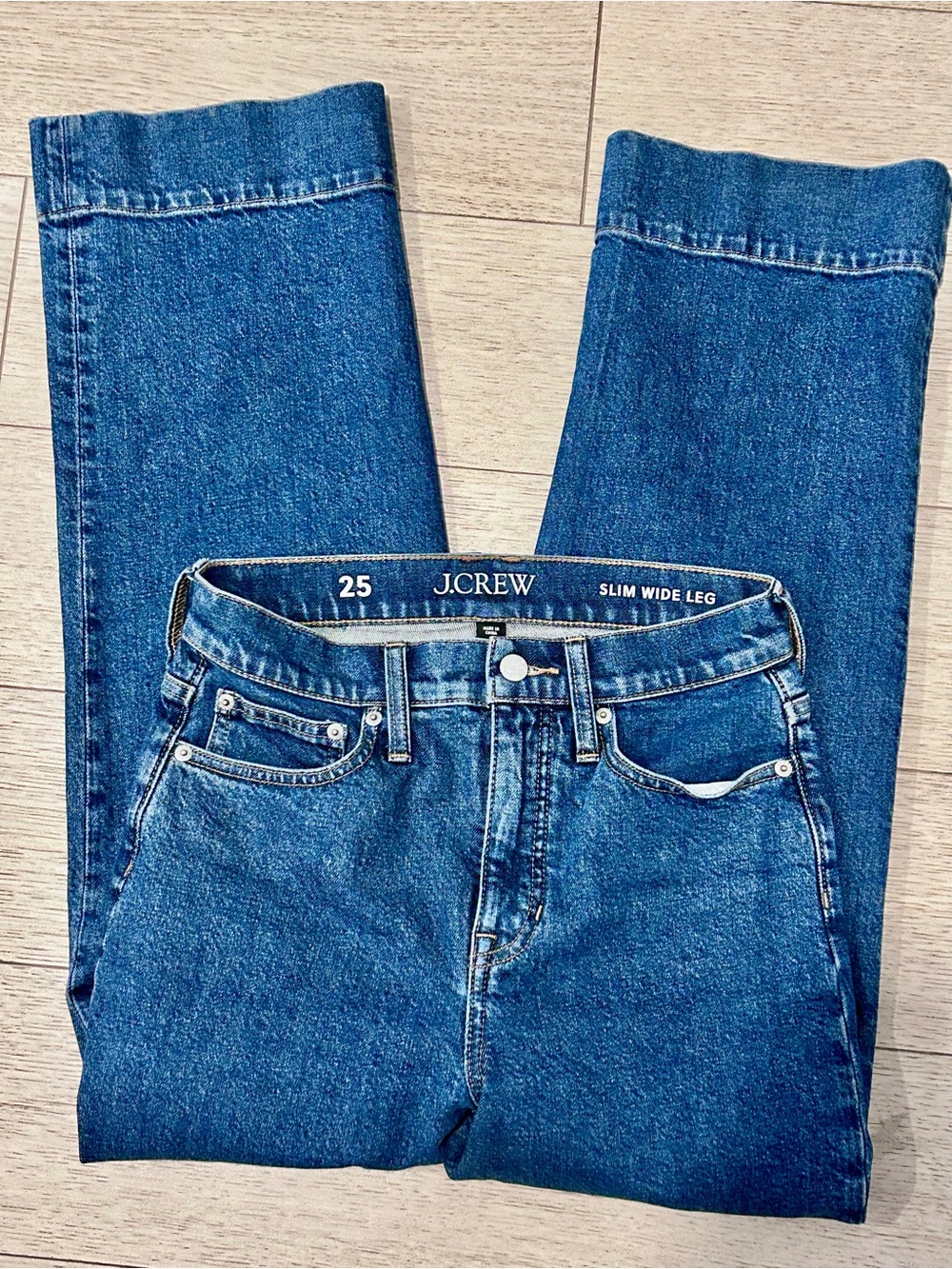 J. Crew Slim Wide-Leg Jeans in Blue Denim